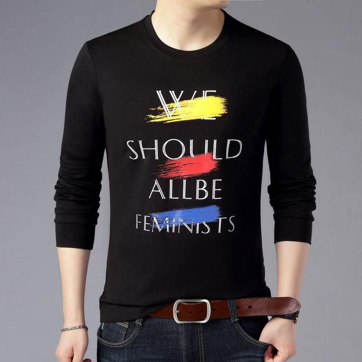 Herren Langarmshirt mit kreativem Slogan und weichem Baumwollmaterial Drune