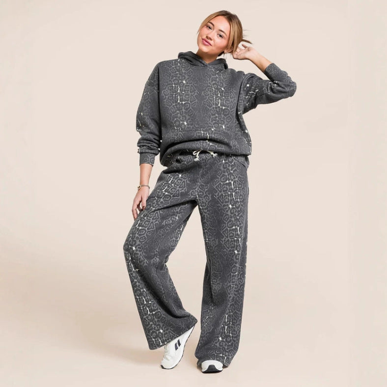 Damen lässiger Hoodie und weite Jogginghose-Set Drune