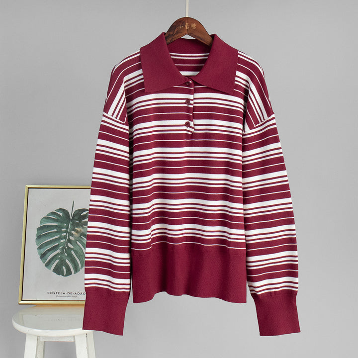 Damen gestreifter Cardigan mit lässiger Passform Drune