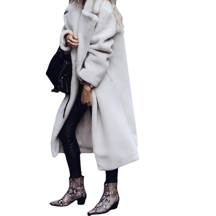 Damen Oversized Fleece-Mantel mit Knopfverschluss und Taschen Drune