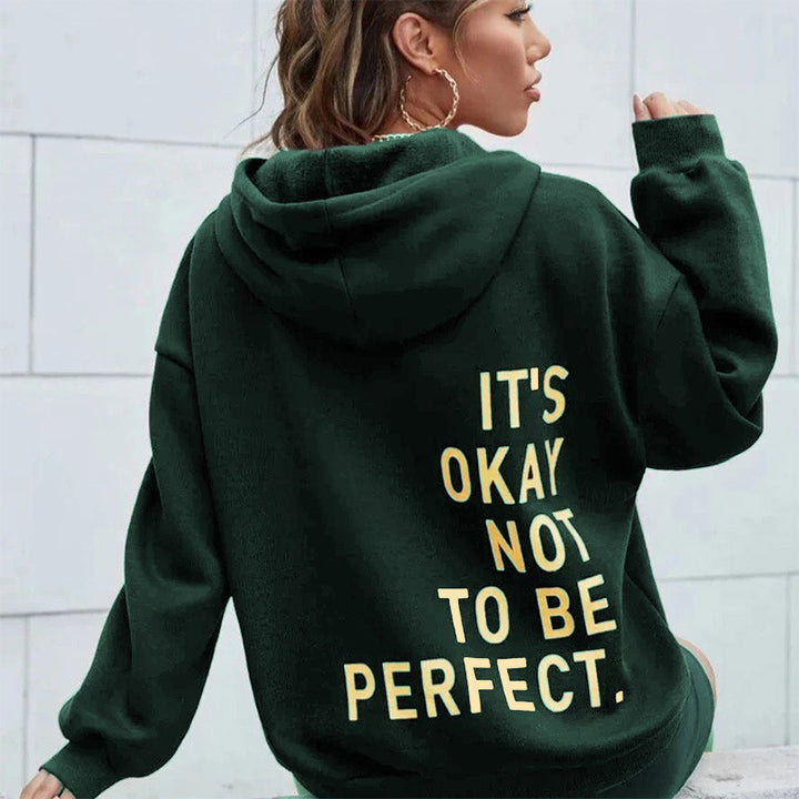 Damen Kapuzenpullover mit motivierendem Schriftzug und kuscheligem Innenfutter Drune