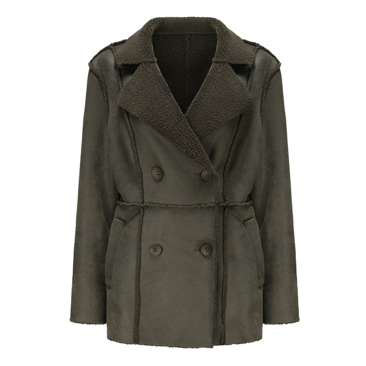 Damen modische Übergangsjacke mit kuscheligem Innenfutter und breitem Reverskragen Drune