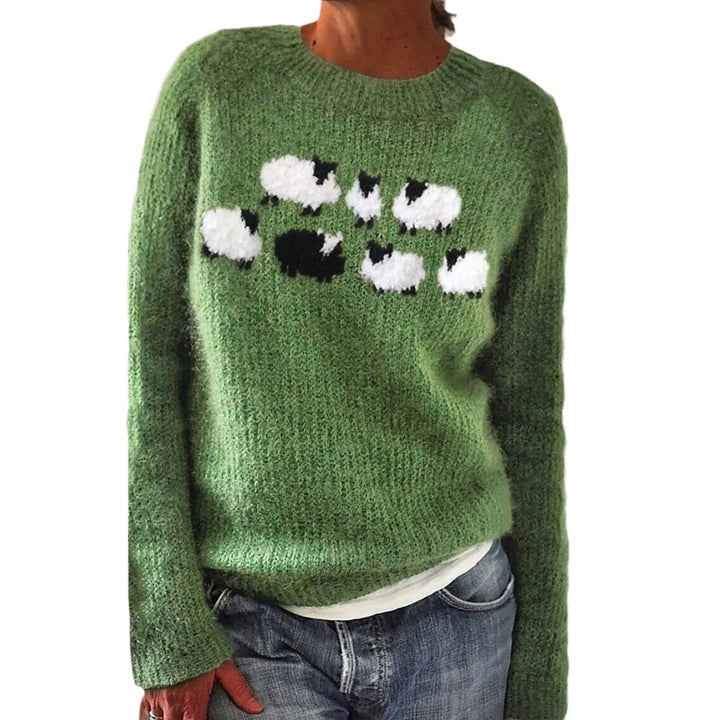 Damen Pullover mit verspieltem Schafmotiv und weichem Material Drune