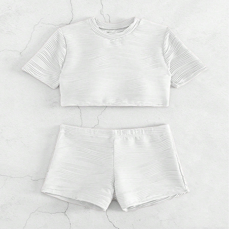 Damen Sportliches Crop-Top und kurze Shorts Set Drune