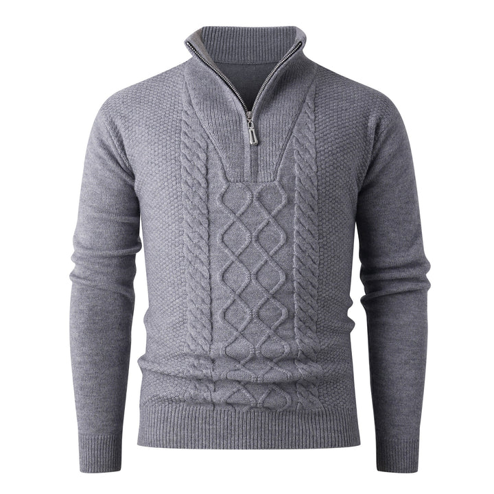 Herren Eleganter Strickpullover mit hohem Kragen und Reißverschluss Drune