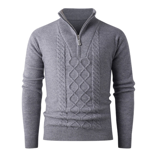 Herren Eleganter Strickpullover mit hohem Kragen und Reißverschluss Drune