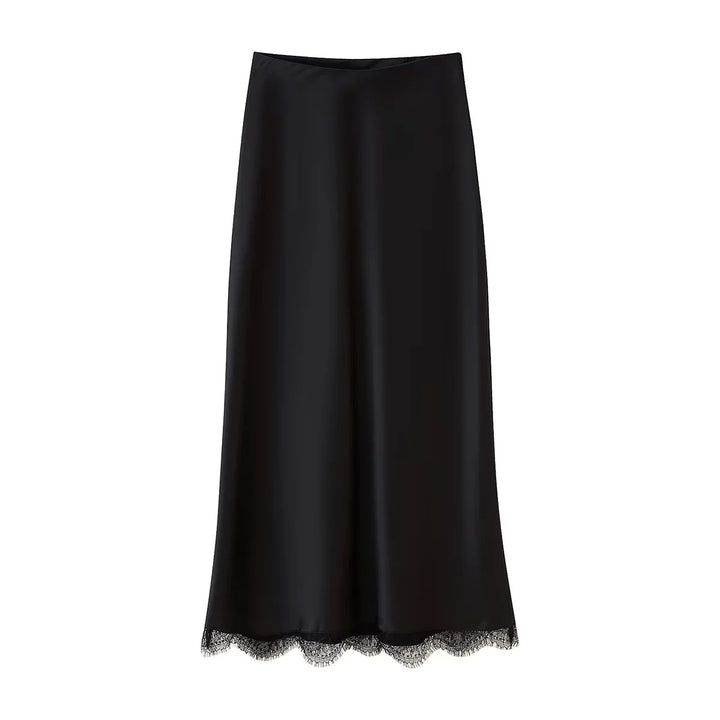 Damen Eleganter Midirock mit zartem Spitzenbesatz Drune