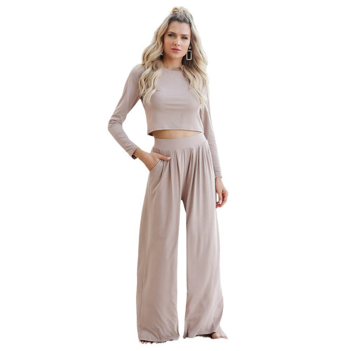 Damen Jumpsuit mit weitem Beinschnitt und langen Ärmeln Drune