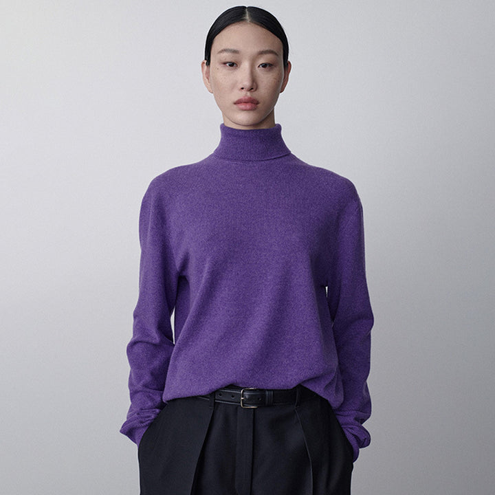Damen gemütlicher Rollkragenpullover aus hochwertiger Wolle Drune