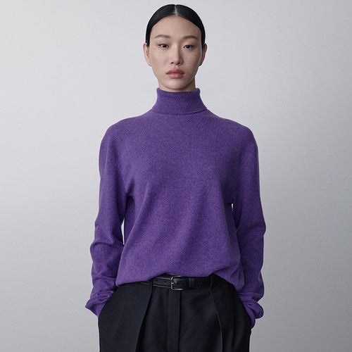 Damen gemütlicher Rollkragenpullover aus hochwertiger Wolle Drune