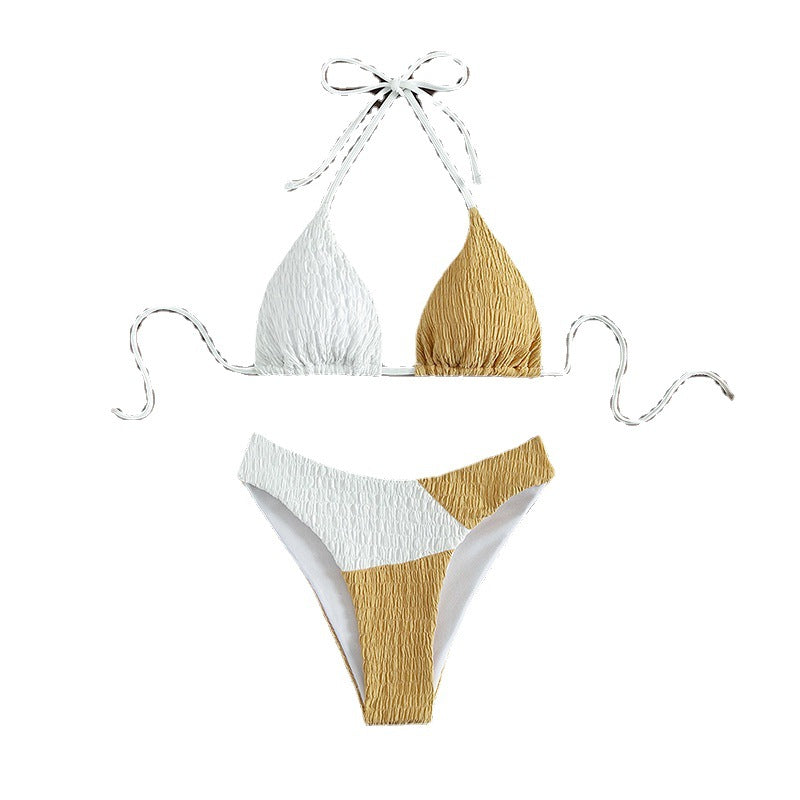 Damen Triangel-Bikini mit raffiniertem Wellenmuster und verstellbaren Trägern Drune