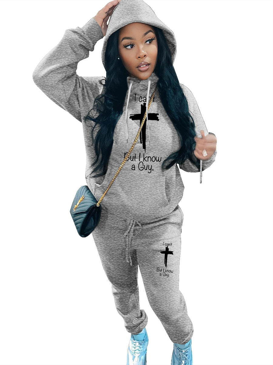 Damen Hoodie- und Jogginghose Set mit inspirierendem Schriftzug Drune