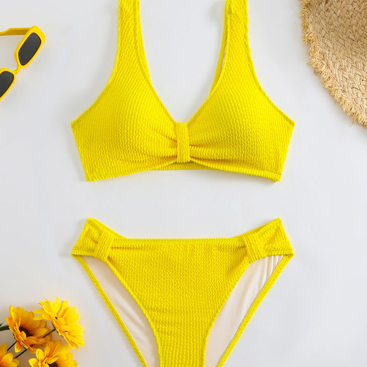 Damen Zweiteiliger Bikini mit verspieltem Wellenmuster Drune