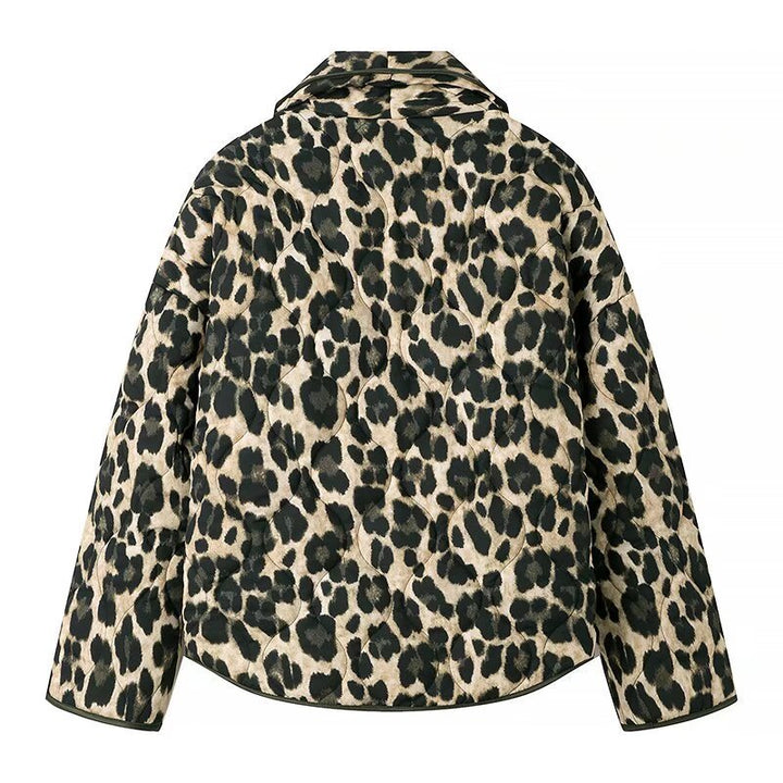 Damen Stilvolle Leopardenmuster Steppjacke Drune
