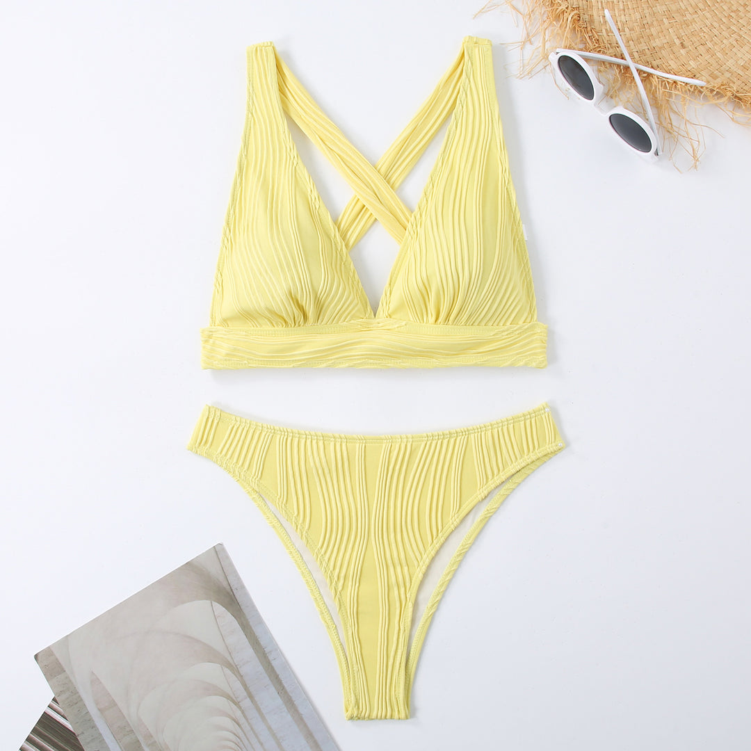 Damen Plissierter Bikini mit Cross-Back-Design Drune