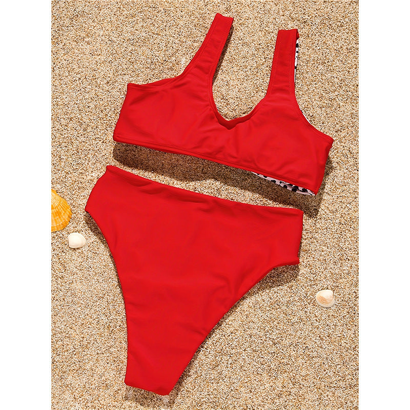 Damen Buntes Bikini mit asymmetrischem Schnitt und hoher Taille Drune