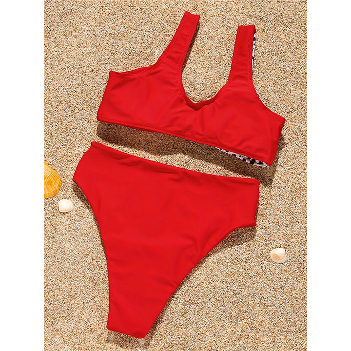 Damen Buntes Bikini mit asymmetrischem Schnitt und hoher Taille Drune