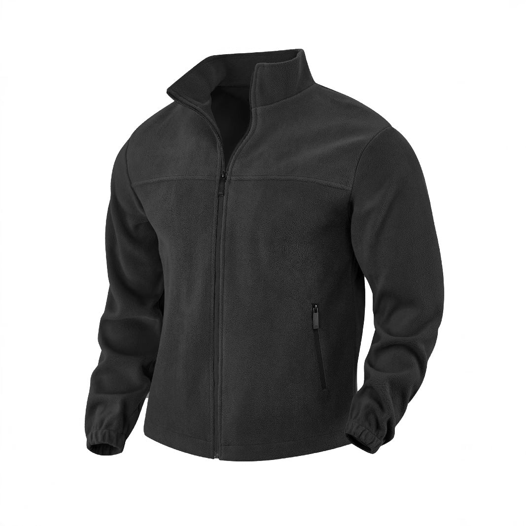 Herren nan warme Fleecejacke mit Reißverschluss, Stehkragen und Reißverschlusstaschen Drune