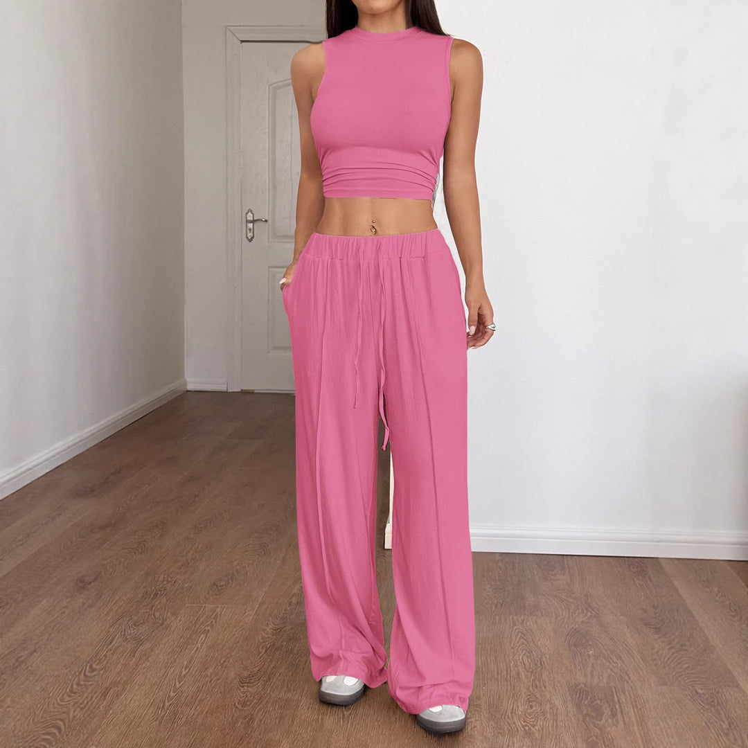 Damen Lounge-Set mit ärmellosem Oberteil und weiten Hosen Drune