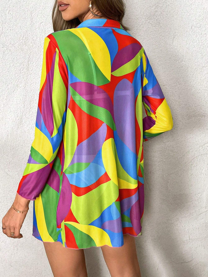 Damen Strandkimono mit buntem Farbverlauf Drune