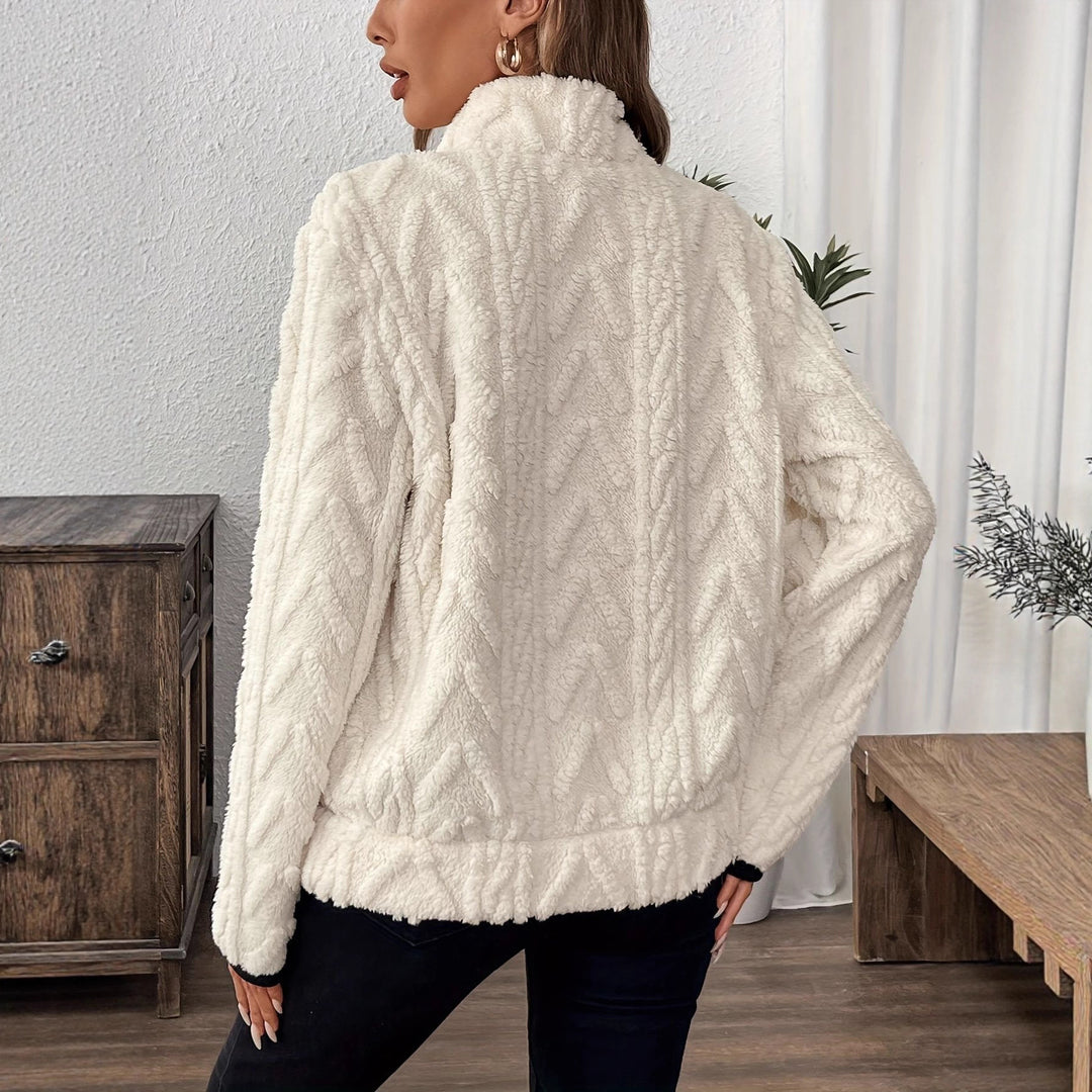 Damen Fleece-Pullover mit halbem Reißverschluss und praktischen Taschen Drune