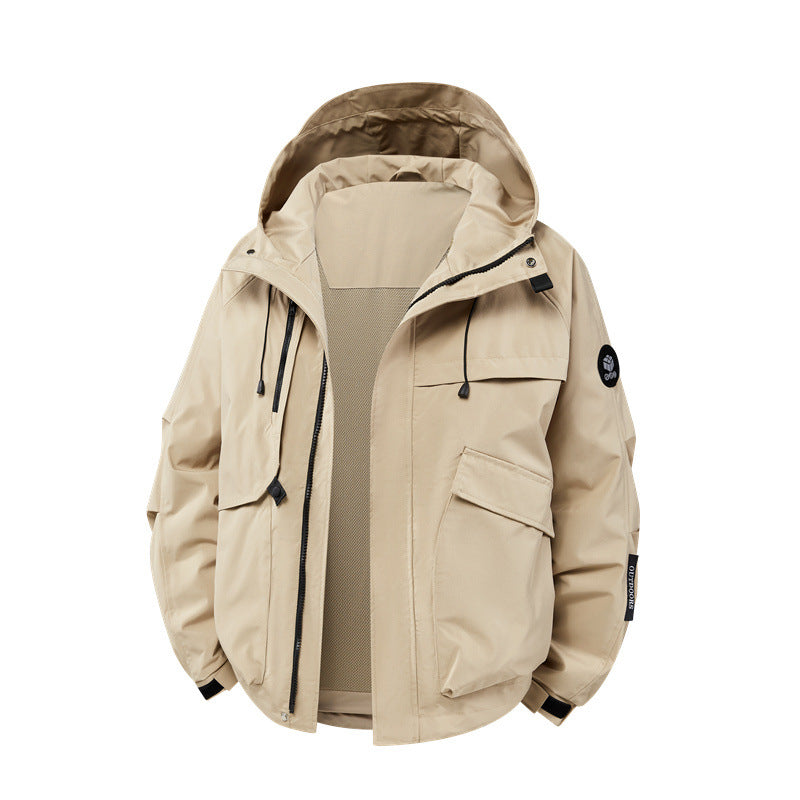 Herren technische Outdoor-Jacke mit wasserdichtem Material und zahlreichen Reißverschlusstaschen Drune