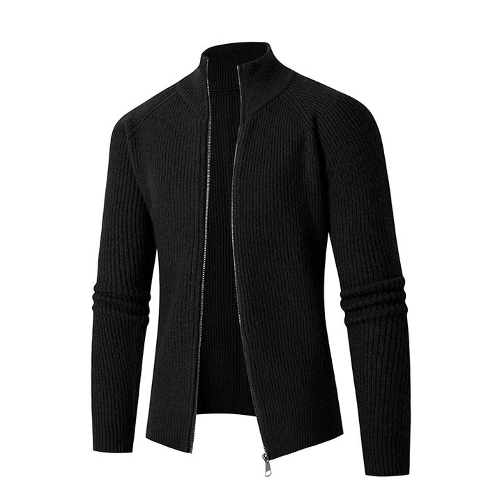 Herren nan schlanker Zip-Cardigan aus Merino-Mix mit Rippstruktur und Raglanärmeln Drune