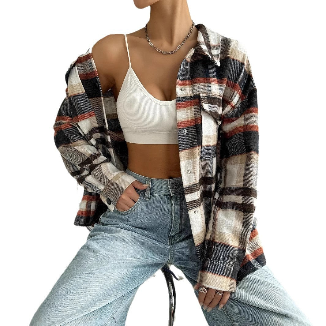 Damen Overshirt-Jacke mit lässigem Karo-Design Drune