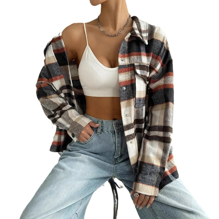 Damen Overshirt-Jacke mit lässigem Karo-Design Drune