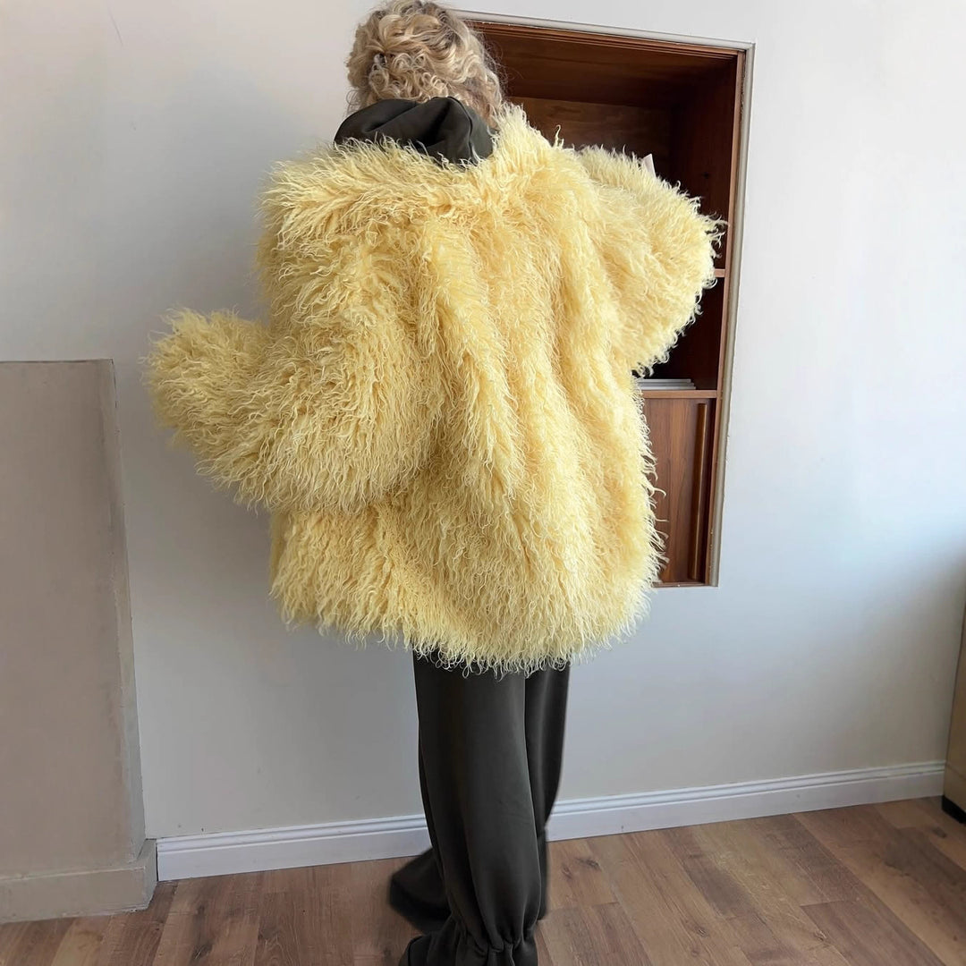 Damen Luxuriöse und flauschige Kunstpelzjacke Drune