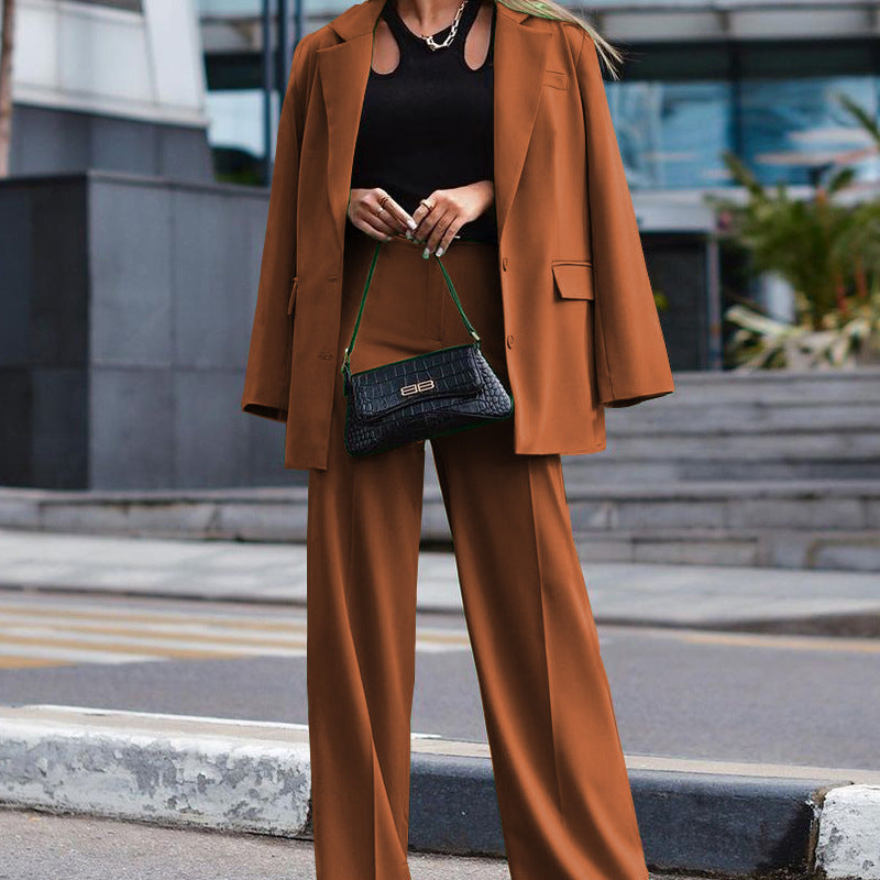Damen Oversized Blazer und weite Hose Kombination Drune