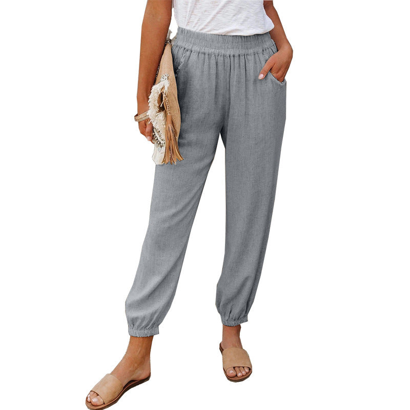 Damen lässige Freizeithose mit elastischem Bund und seitlichen Taschen Drune