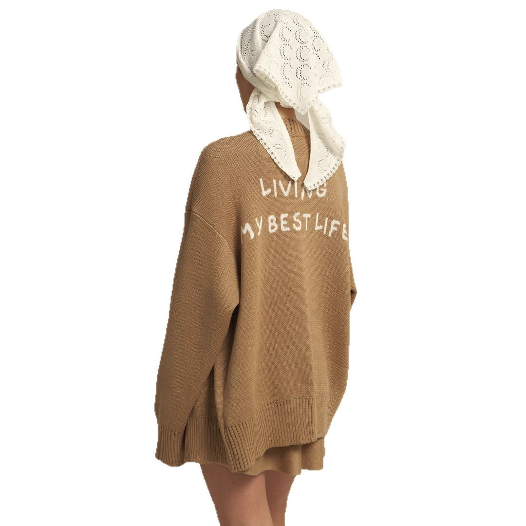 Damen bequemer Oversized-Pullover und lässige Palazzohose Set Drune