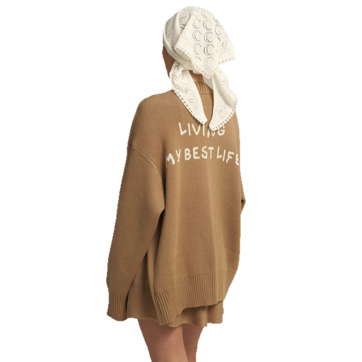 Damen bequemer Oversized-Pullover und lässige Palazzohose Set Drune