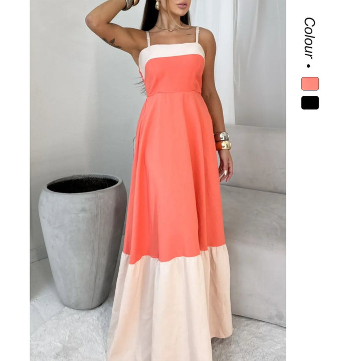 Damen Maxikleid aus hochwertiger Baumwolle mit kontrastierendem Saum Drune
