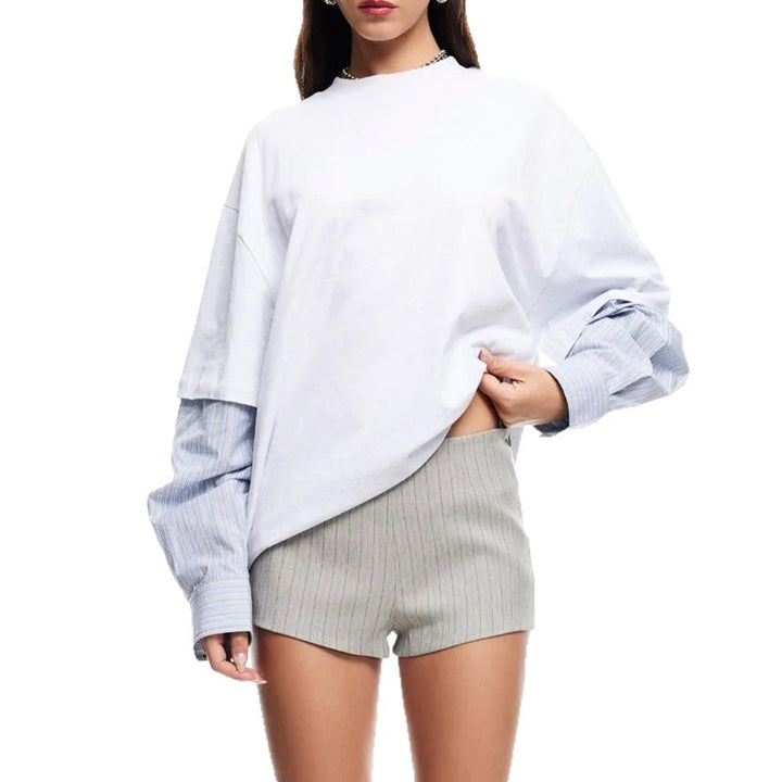 Damen modulares T-Shirt mit einzigartigen Ärmel-Details Drune