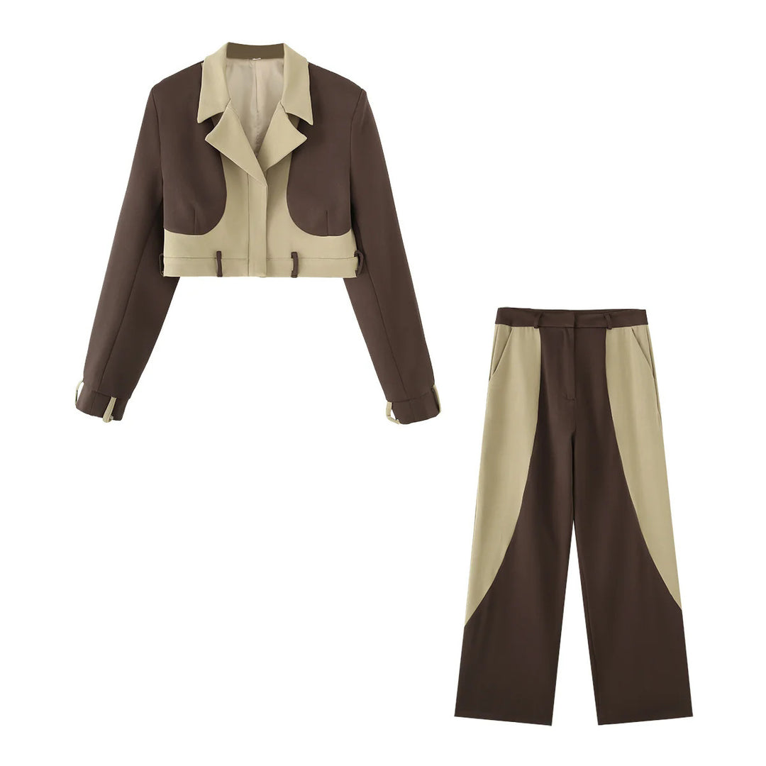 Damen cropped Blazer- und Hosen-Ensemble Drune