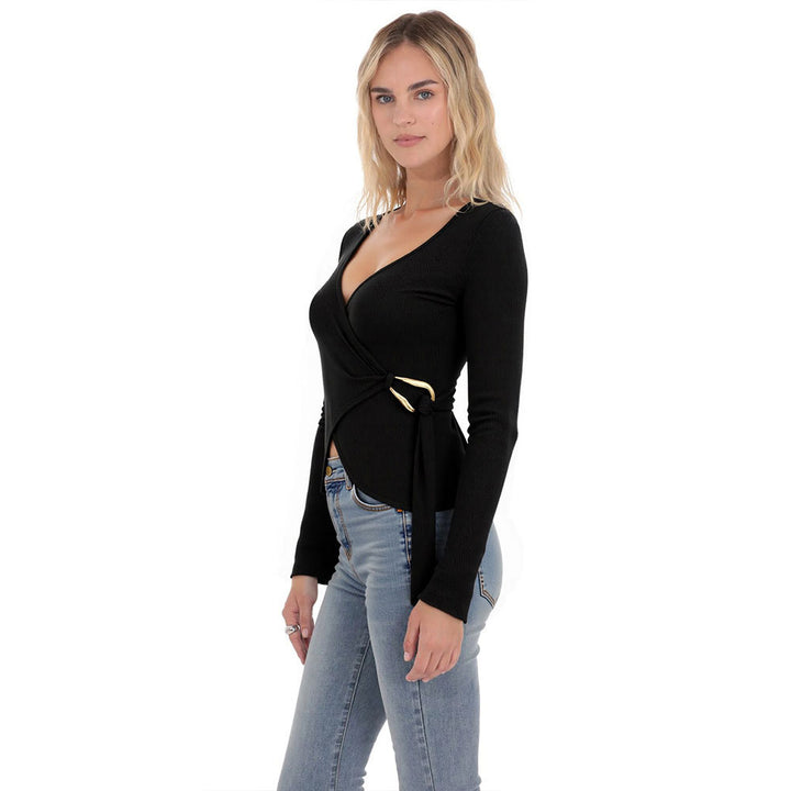 Damen Wickeloberteil mit langem Arm und eleganten Rüschendetails Drune