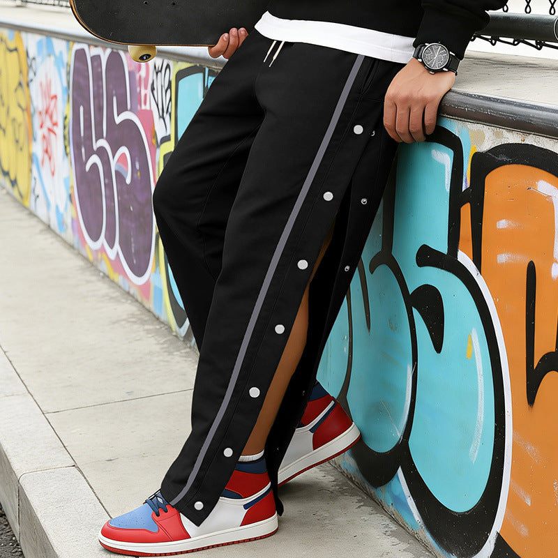Unisex nan leichte Sport-Trainingshose mit Druckknopfleiste und elastischem Kordelbund Drune
