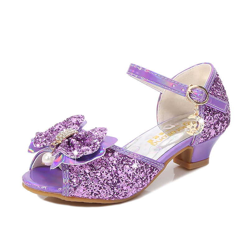 Mädchen Glitzernde Ballerinas mit Schleifenakzent Drune