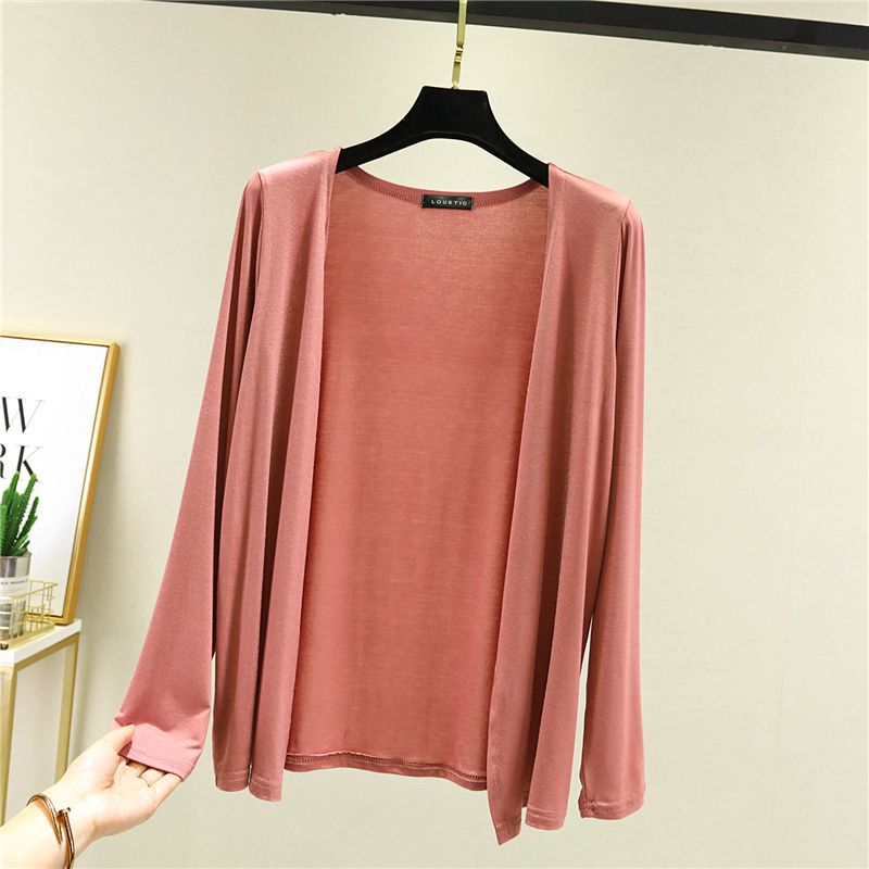 Damen leichte Strickjacke mit offenem Schnitt und langen Ärmeln Drune