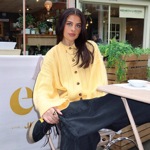 Damen Oversized Strickjacke mit Knopfverschluss Drune