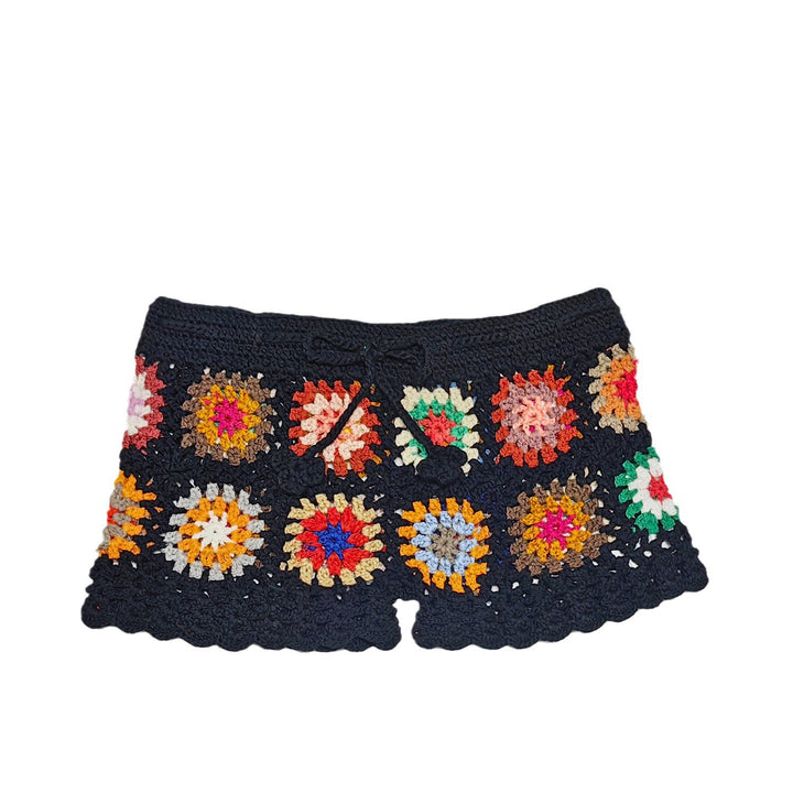 Damen Häkelshorts mit buntem Granny-Quadrat-Muster Drune