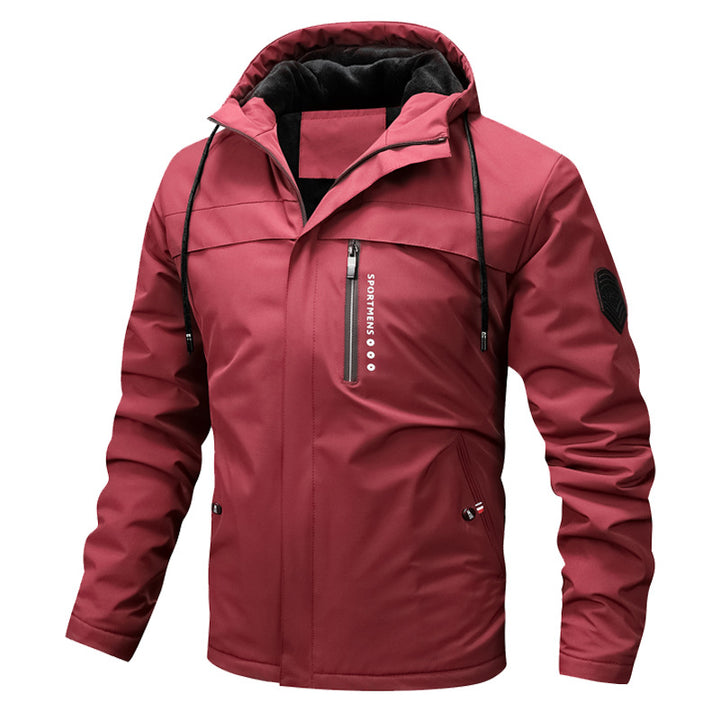Herren nan winddichte Softshelljacke mit verstellbarer Kapuze, Fleece-Innenfutter und verdeckten Reißverschlusstaschen Drune
