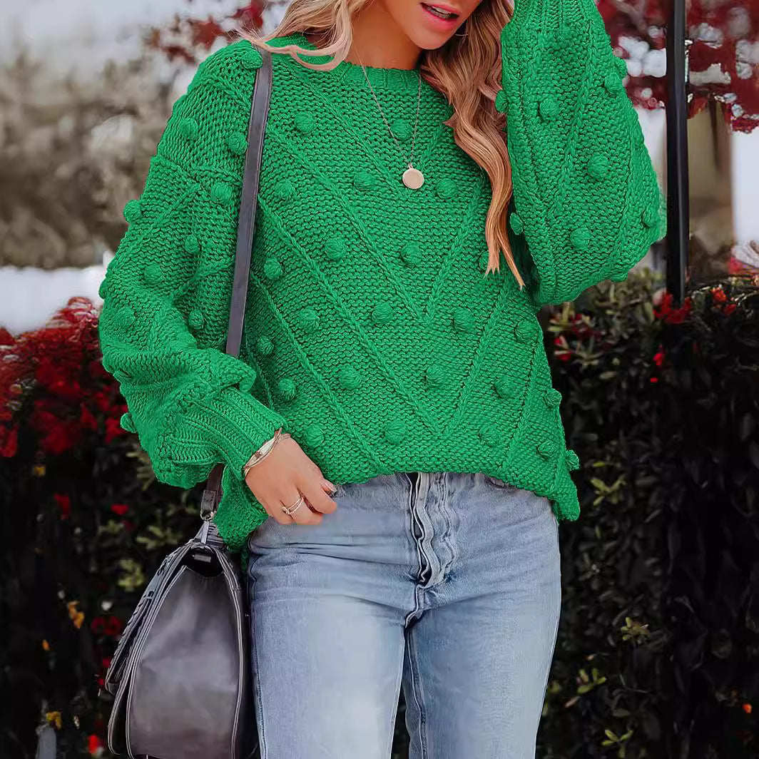 Damen stylischer Strickpullover mit strukturiertem 3D-Muster Drune