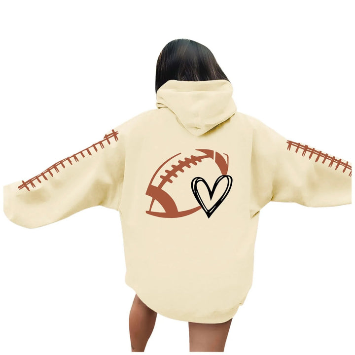 Damen Kapuzenpullover mit kreative Football-Motiv und lässigen Schnitt Drune