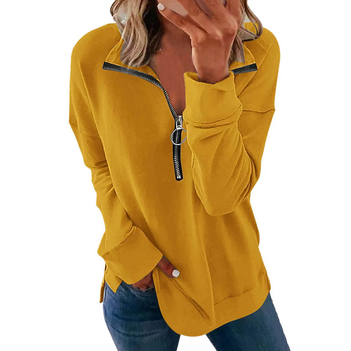 Damen legerer Sweatshirt mit Halbreißverschluss Drune
