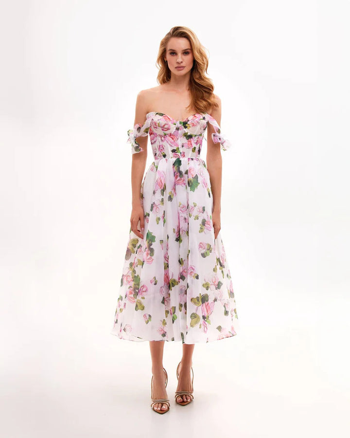 Damen Midi-Kleid mit floralem Design Drune