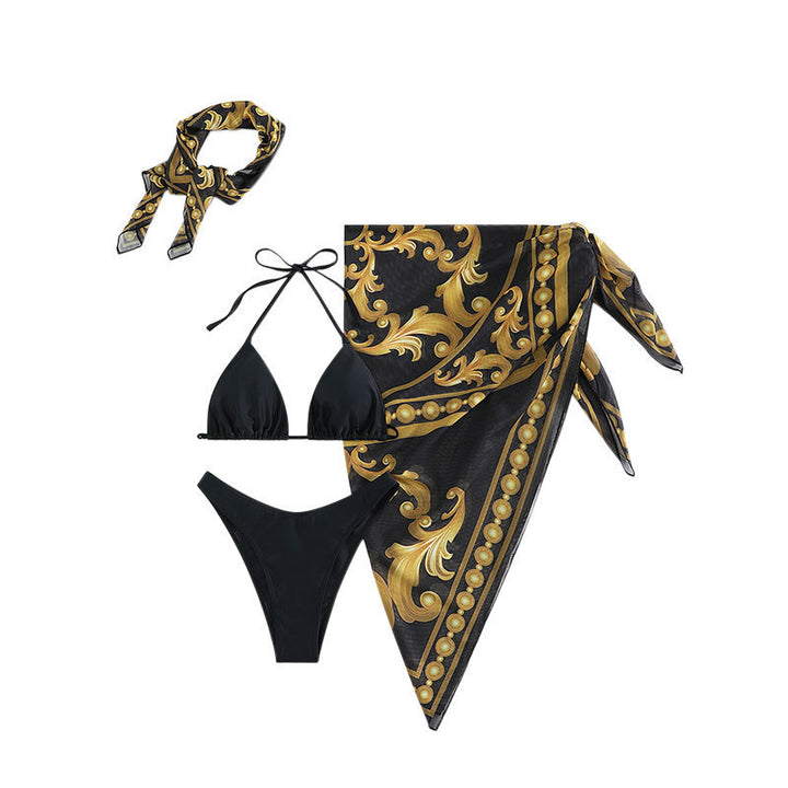 Damen Triangel-Bikini-Set mit transparentem Sarong Drune