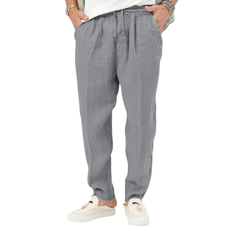 Herren Leichte Leinenhose mit elastischem Bund und praktischen Eingrifftaschen Drune